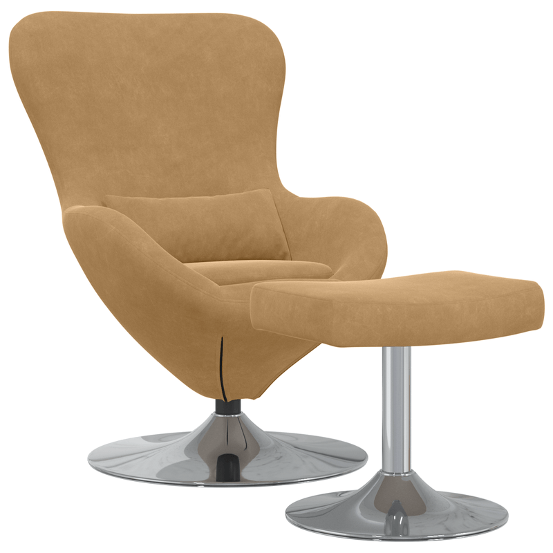 Casa si Gradina - Mobilier - Scaune si fotolii - Fotolii - Fotoliu tip ou  cu taburet din catifea maro - Infinity.ro