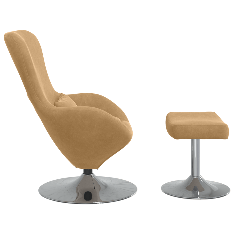 Casa si Gradina - Mobilier - Scaune si fotolii - Fotolii - Fotoliu tip ou  cu taburet din catifea maro - Infinity.ro