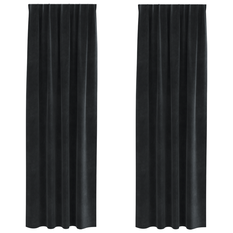 Casa si Gradina - Textile si covoare - Perdele si draperii - Draperii - Draperii opace cu banda superioara, 2 buc., negru, catifea - Infinity.ro