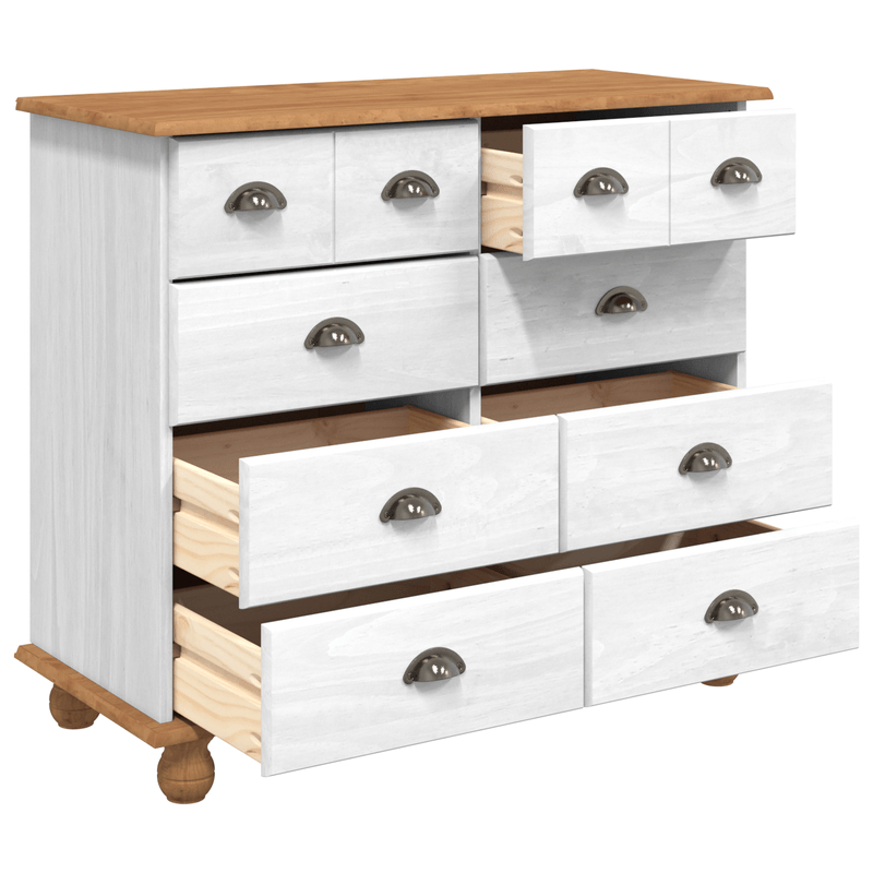 Casa si Gradina - Mobilier - Comode si corpuri - Comode - Comoda cu Sertare 'ASKIM'Alba 91x40x79 cm Lemn Masiv de Pin - Infinity.ro