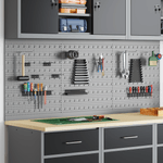 Casa si Gradina - Constructii - Depozitare, transport si protectie - Organizatoare si cutii scule - Placi de Agatat - Pachet de 3 cu 15 accesorii, Gri, 50x60 cm, Otel - Infinity.ro