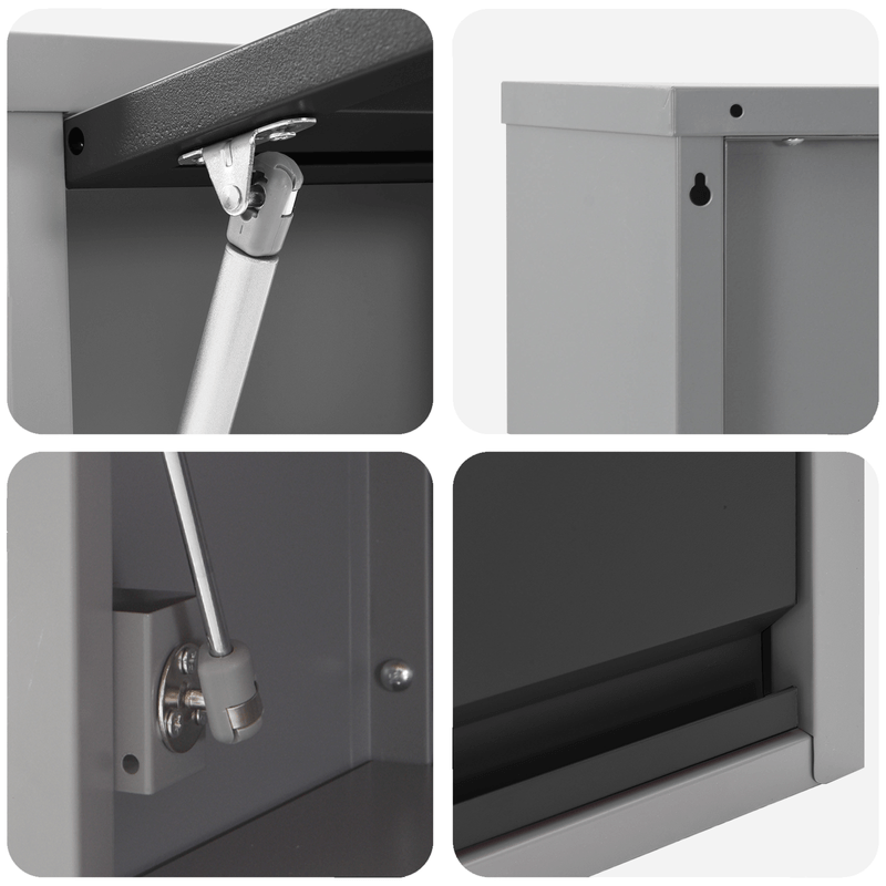 Casa si Gradina - Constructii - Depozitare, transport si protectie - Organizatoare si cutii scule - Dulap de Unelte Pe Perete cu Usa cu Sistem de Ridicare pe Gaz Negru 50x25x35 cm - Infinity.ro