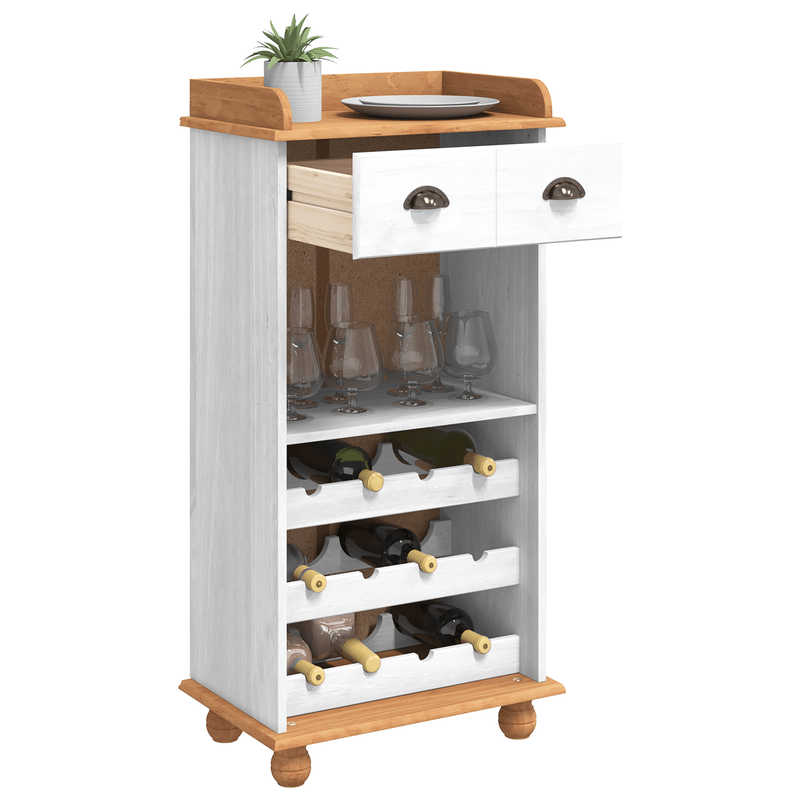 Casa si Gradina - Bucatarie si vesela - Accesorii bar - Suporturi bauturi - Cabinet de vin "ASKIM" cu 12 suporturi pentru sticle Alb Lemn solid din pin - Infinity.ro