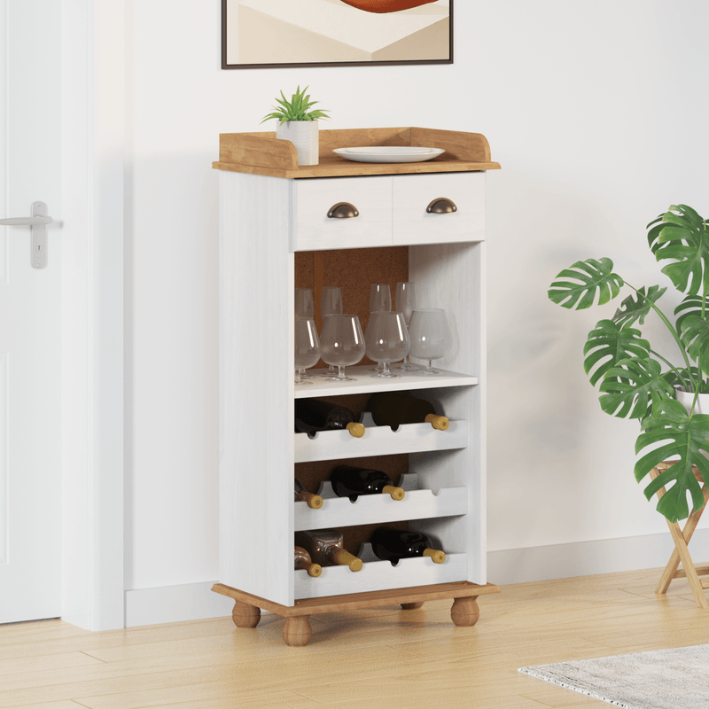 Casa si Gradina - Bucatarie si vesela - Accesorii bar - Suporturi bauturi - Cabinet de vin "ASKIM" cu 12 suporturi pentru sticle Alb Lemn solid din pin - Infinity.ro