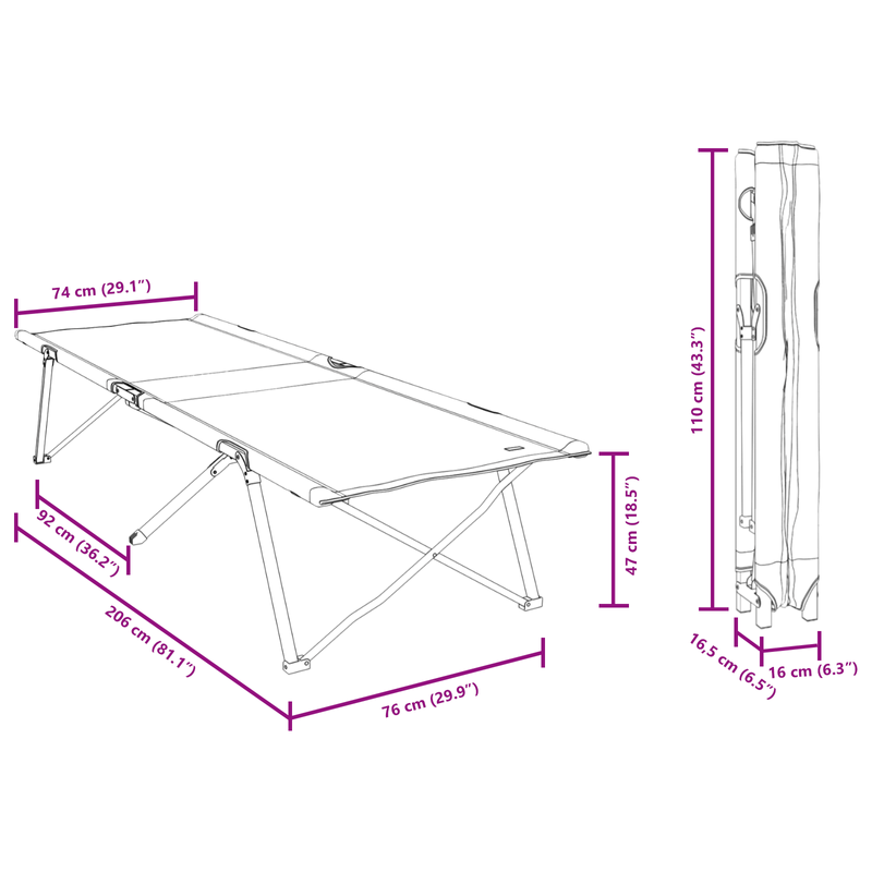 Sport si Outdoor - Camping - Mobilier pentru camping - Alte piese de mobilier pentru camping - Pat pliabil cu geanta de transport Gri Tesatura Oxford 600D - Infinity.ro