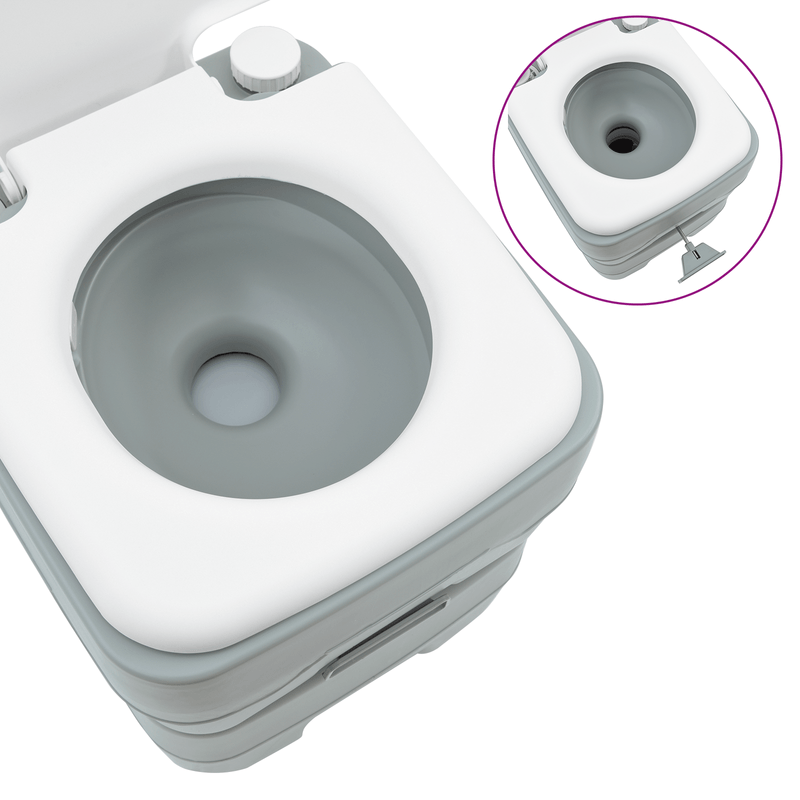 Sport si Outdoor - Camping - Accesorii camping si drumetii - Toaleta Camping  corp gri+capac alb - Infinity.ro