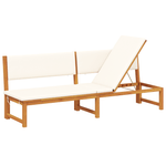 Casa si Gradina - Gradina si terasa - Mobilier exterior - Scaune si sezlonguri gradina - Sezlong cu functie 3-in-1 si perne crem din lemn solid de acacia - Infinity.ro