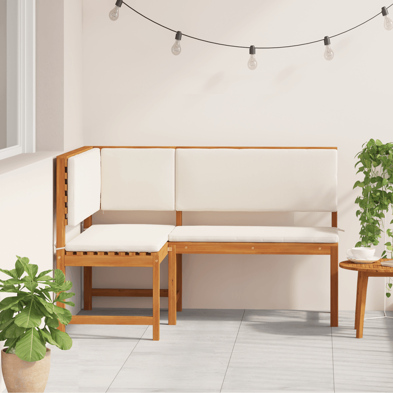 Casa si Gradina - Gradina si terasa - Mobilier exterior - Canapele si fotolii gradina - Banca coltar de gradina cu perne 140x100x91cm lemn masiv acacia - Infinity.ro