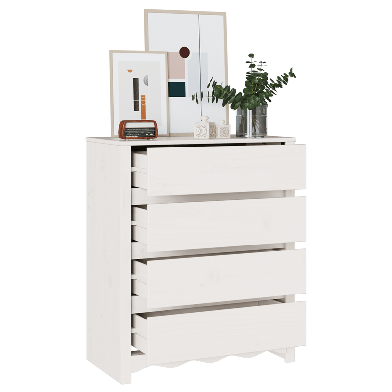 Casa si Gradina - Mobilier - Comode si corpuri - Comode - Comoda cu sertare "DRAMMEN", alb, 76,5x40x91 cm, lemn masiv pin - Infinity.ro
