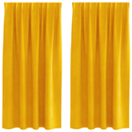 Casa si Gradina - Textile si covoare - Perdele si draperii - Perdele - Draperii opace cu banda, 2 buc., galben mustar, catifea - Infinity.ro