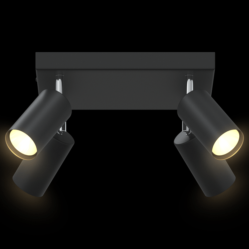 Casa si Gradina - Corpuri si surse de iluminat - Plafoniere, aplice si spoturi - Spot de tavan 4 Way Reglabil Negru GU10 - Infinity.ro