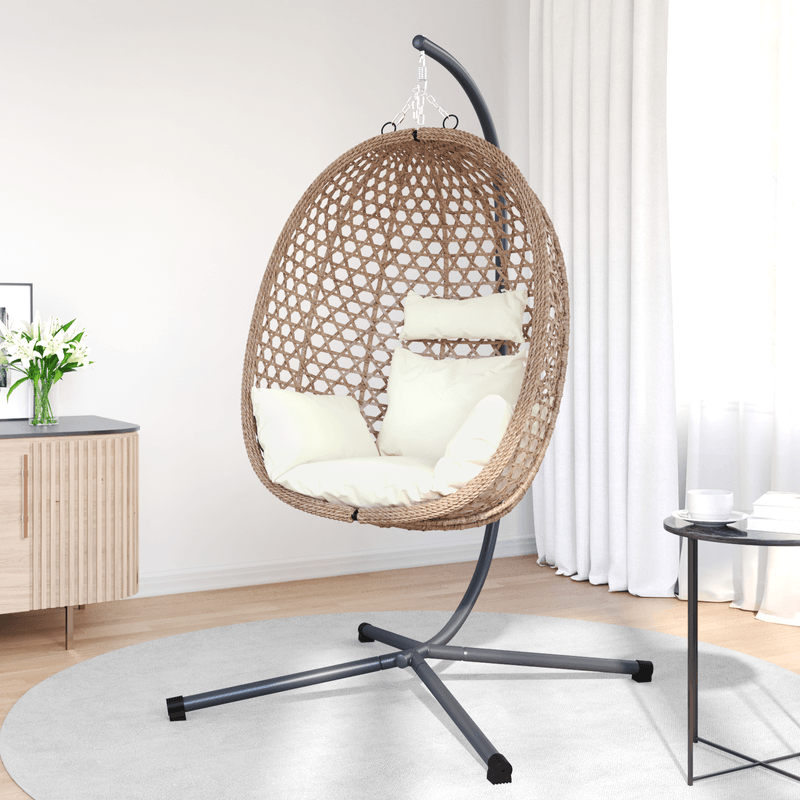 Casa si Gradina - Gradina si terasa - Balansoare si hamace - Balansoare - Clever Hanging Egg Chair Basket cu Stand din Poliratan - Infinity.ro