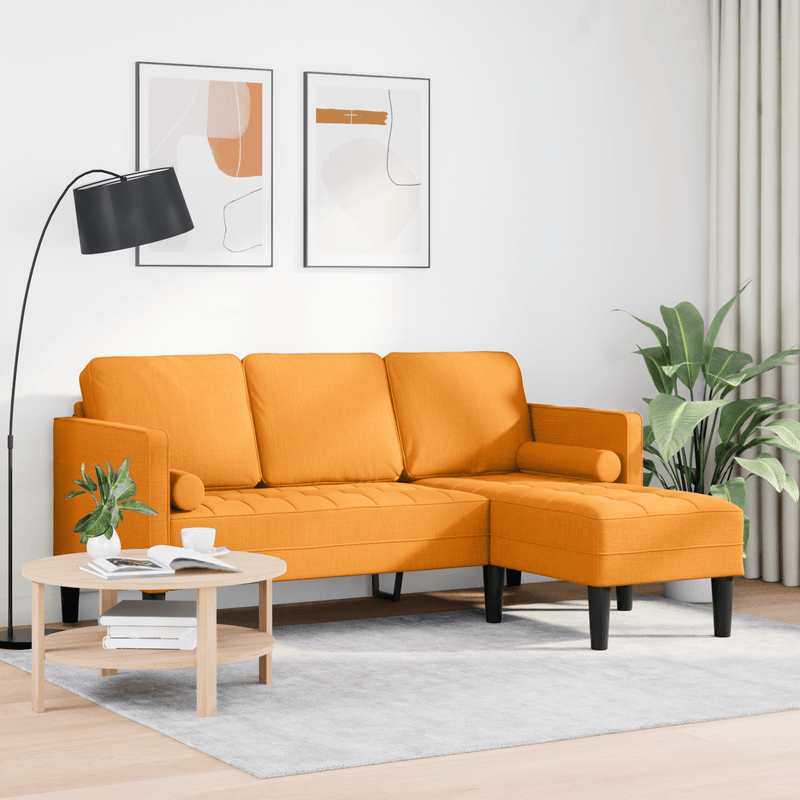 Casa si Gradina - Mobilier - Canapele si coltare - Canapele - Canapea forma L, 3 locuri, galben inchis, 160 cm, textil - Infinity.ro