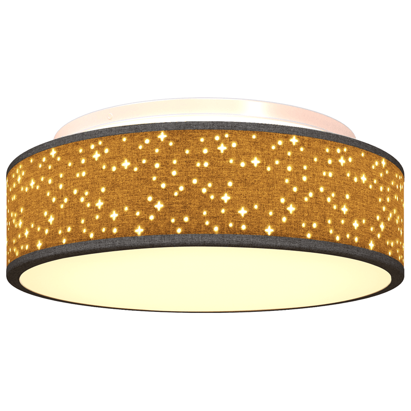 Casa si Gradina - Corpuri si surse de iluminat - Lustre si pendule - Lustra cu abajur model stea, negru, Ø 38 cm, tesatura, E27 - Infinity.ro