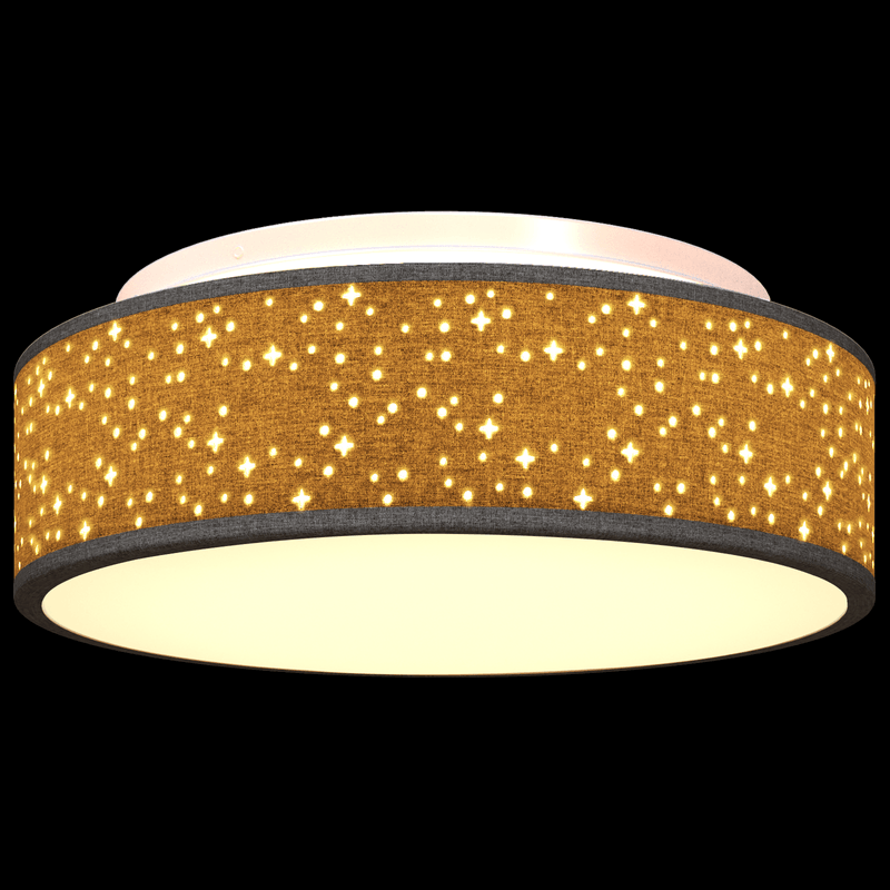 Casa si Gradina - Corpuri si surse de iluminat - Lustre si pendule - Lustra cu abajur model stea, negru, Ø 38 cm, tesatura, E27 - Infinity.ro