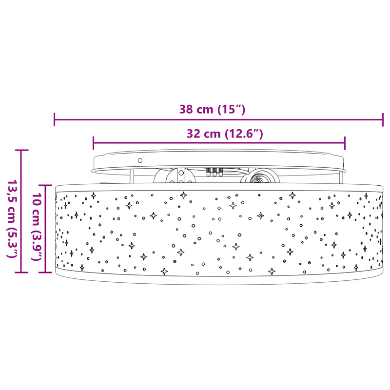 Casa si Gradina - Corpuri si surse de iluminat - Lustre si pendule - Lustra cu abajur model stea, negru, Ø 38 cm, tesatura, E27 - Infinity.ro