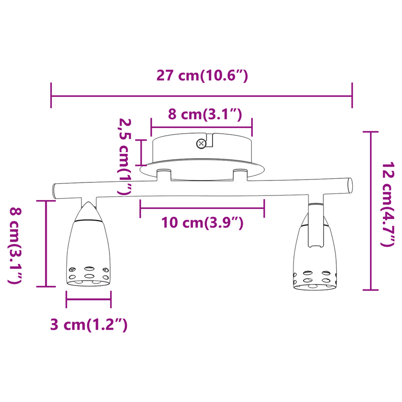 Casa si Gradina - Corpuri si surse de iluminat - Plafoniere, aplice si spoturi - Reflector de Plafon 2 Brate Reglabile Nichel Mat GU10 - Infinity.ro