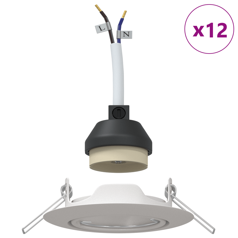 Casa si Gradina - Corpuri si surse de iluminat - Veioze si lampi - Lampi de veghe - Spoturi incastrate 12 buc Round GU10 Alb Ø90 mm Otel - Infinity.ro