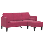 Casa si Gradina - Mobilier - Canapele si coltare - Canapele - Canapea 3 locuri cu sezlong de tip L, Vin Rosu, 160 cm Catifea - Infinity.ro