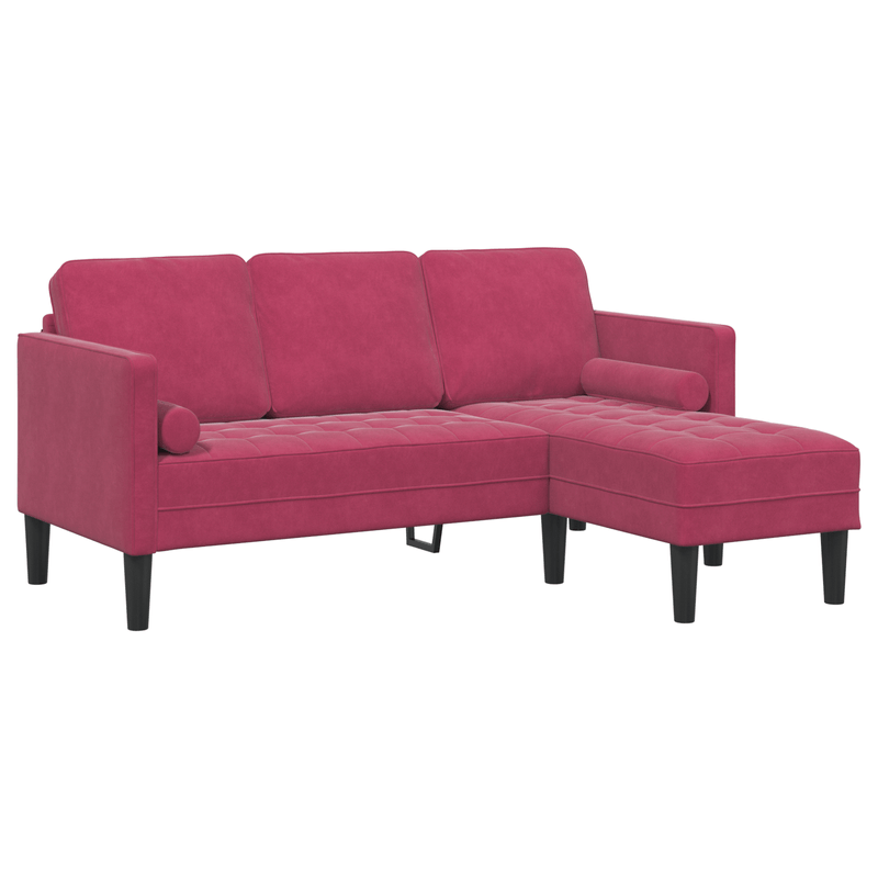 Casa si Gradina - Mobilier - Canapele si coltare - Canapele - Canapea 3 locuri cu sezlong de tip L, Vin Rosu, 160 cm Catifea - Infinity.ro