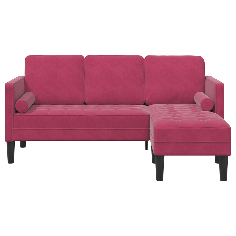Casa si Gradina - Mobilier - Canapele si coltare - Canapele - Canapea 3 locuri cu sezlong de tip L, Vin Rosu, 160 cm Catifea - Infinity.ro