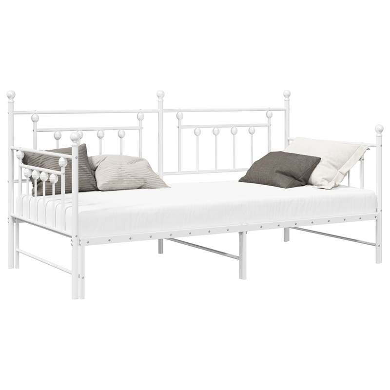 Casa si Gradina - Mobilier - Paturi si accesorii - Paturi - Cadru pat de zi cu extensie, alb, 90x200 cm, otel - Infinity.ro