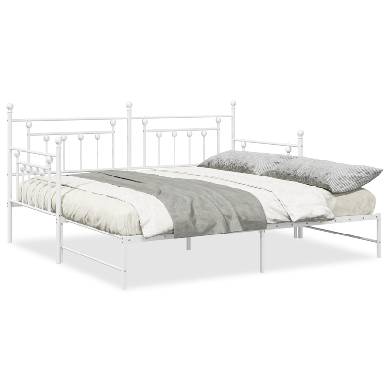 Casa si Gradina - Mobilier - Paturi si accesorii - Paturi - Cadru pat de zi cu extensie, alb, 90x200 cm, otel - Infinity.ro