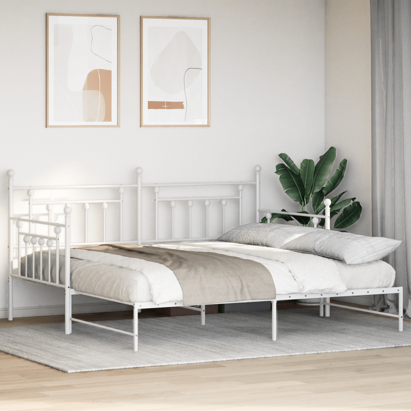 Casa si Gradina - Mobilier - Paturi si accesorii - Paturi - Cadru pat de zi cu extensie, alb, 90x200 cm, otel - Infinity.ro