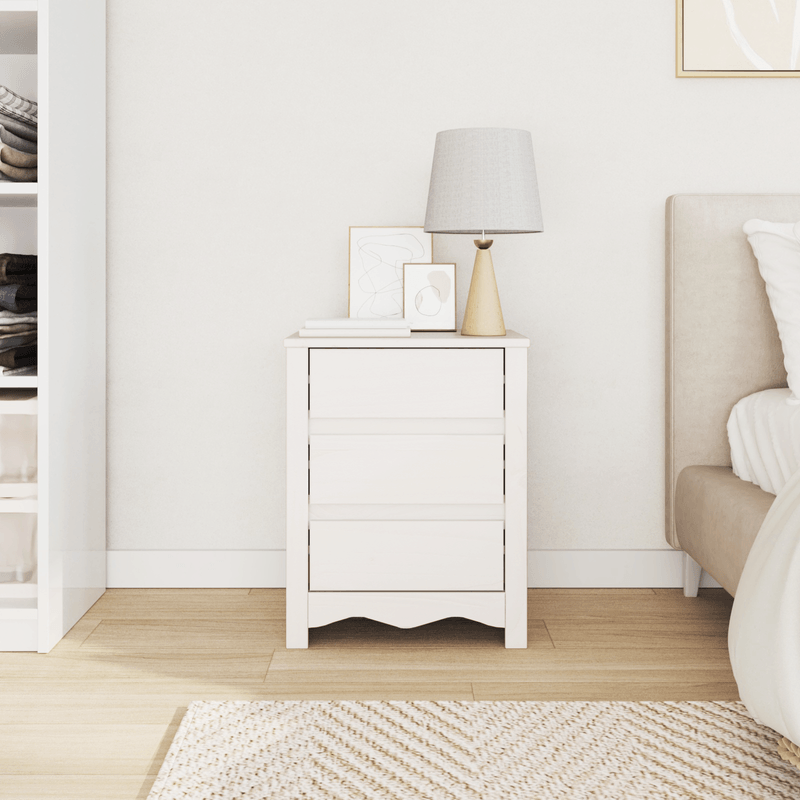 Casa si Gradina - Mobilier - Comode si corpuri - Noptiere - Noptiera  "DRAMMEN" Alb 45x35x56 cm Lemn Masiv Pin - Infinity.ro