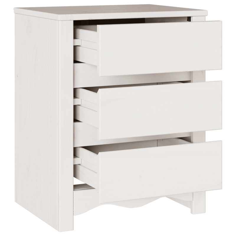 Casa si Gradina - Mobilier - Comode si corpuri - Noptiere - Noptiera  "DRAMMEN" Alb 45x35x56 cm Lemn Masiv Pin - Infinity.ro