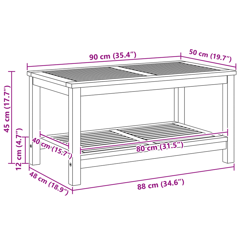 Casa si Gradina - Mobilier - Mese si birouri - Masute de cafea - Masa de cafea 90x50x45 cm din lemn masiv de acacia - Infinity.ro