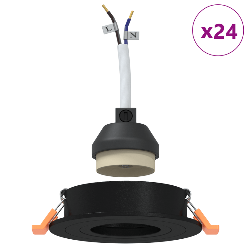 Casa si Gradina - Corpuri si surse de iluminat - Plafoniere, aplice si spoturi - Spoturi incastrate 24 pcs Rotund GU10 Negru Ø91 mm - Infinity.ro