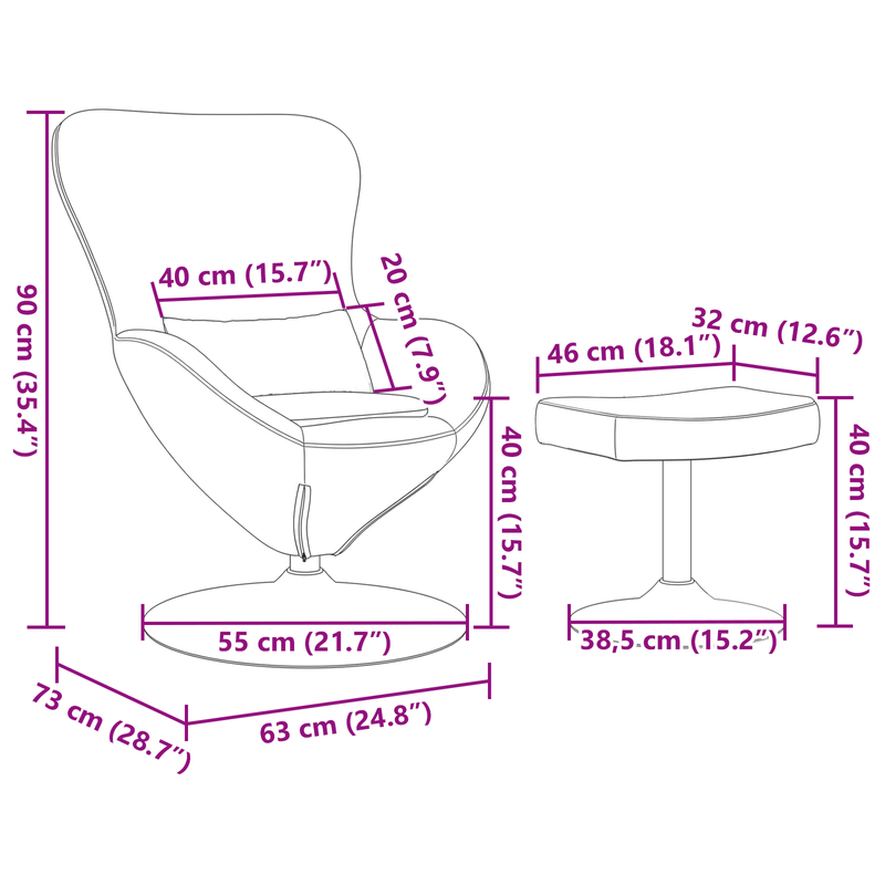 Casa si Gradina - Mobilier - Scaune si fotolii - Fotolii - Fotoliu Egg  cu suport pentru picioare Catifea Violet - Infinity.ro