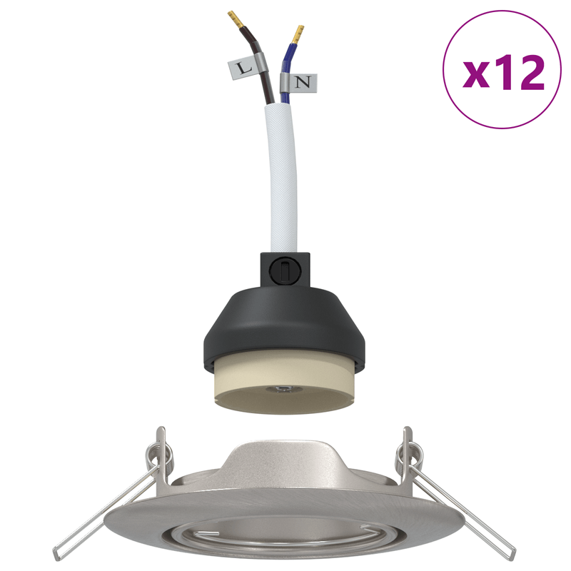 Casa si Gradina - Corpuri si surse de iluminat - Veioze si lampi - Lampi de veghe - Spoturi incastrate 12 buc Round GU10 Argintiu Ø90 mm Otel - Infinity.ro