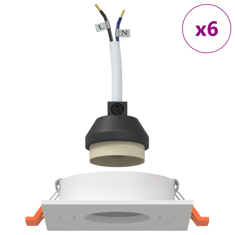 Casa si Gradina - Corpuri si surse de iluminat - Veioze si lampi - Lampi de veghe - Spoturi incastrate 6 buc patrat GU10 alb 91x91 mm - Infinity.ro