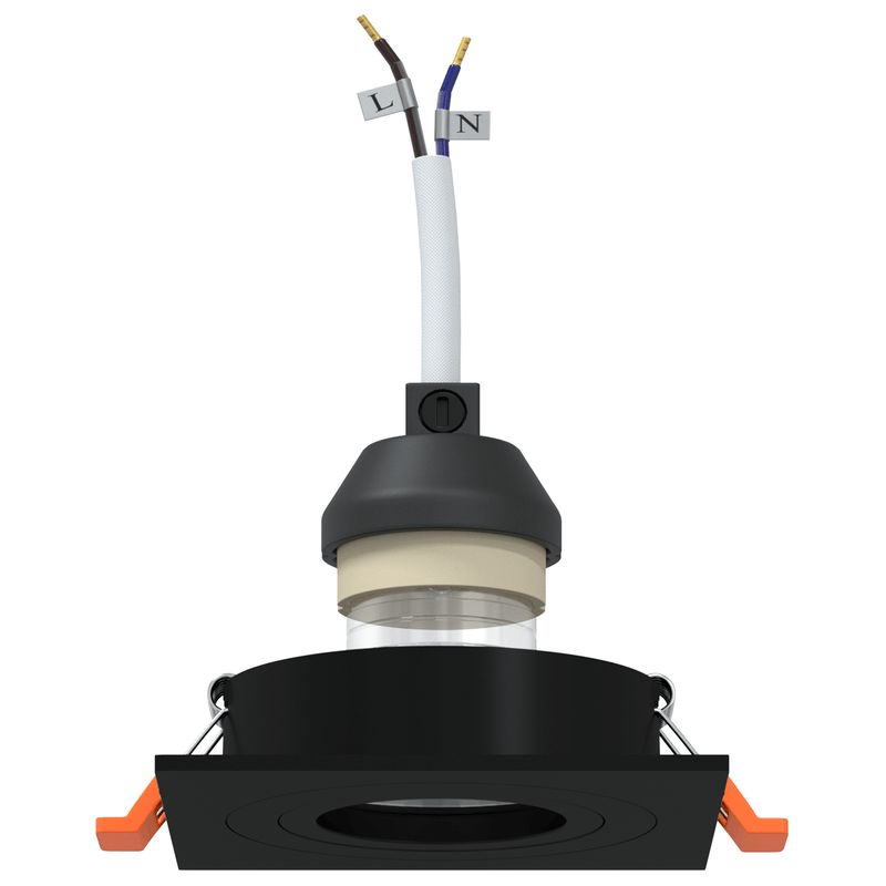 Casa si Gradina - Corpuri si surse de iluminat - Veioze si lampi - Lampi de veghe - Spoturi incastrate 6 buc Patrat GU10 Negru 91x91 mm - Infinity.ro