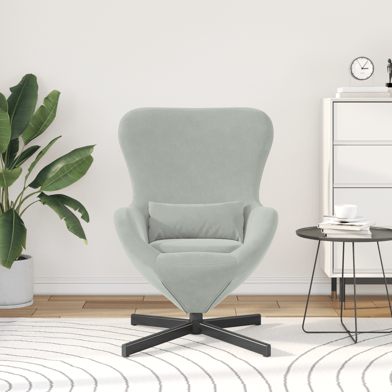 Casa si Gradina - Mobilier - Scaune si fotolii - Fotolii - Fotoliu tip ou, gri deschis, catifea - Infinity.ro