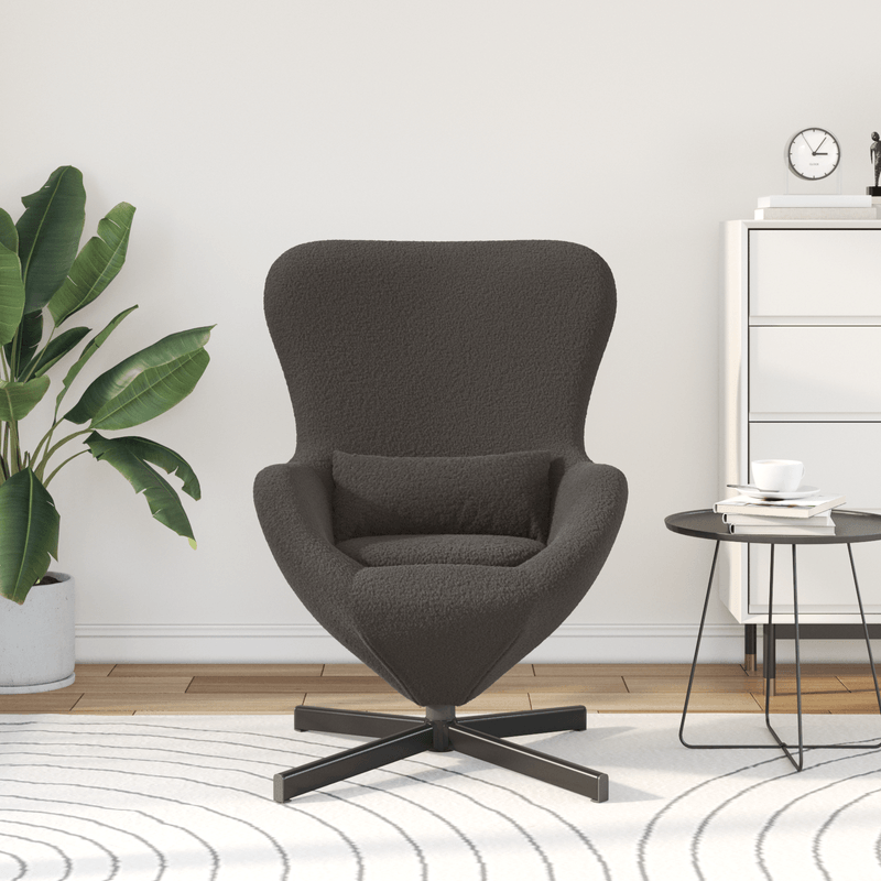 Casa si Gradina - Mobilier - Scaune si fotolii - Fotolii - Fotoliu tip ou, gri inchis, material similar lana - Infinity.ro