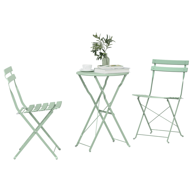 Casa si Gradina - Gradina si terasa - Mobilier exterior - Seturi mobila gradina - Set bistro pliabil, 3 piese, verde menta deschis, otel - Infinity.ro