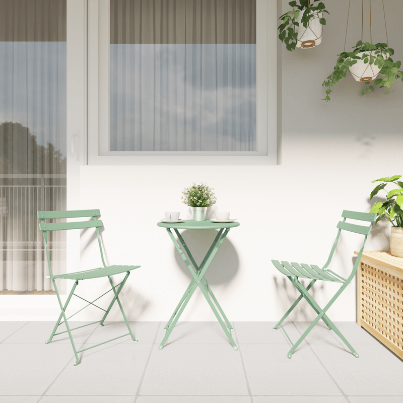 Casa si Gradina - Gradina si terasa - Mobilier exterior - Seturi mobila gradina - Set bistro pliabil, 3 piese, verde menta deschis, otel - Infinity.ro