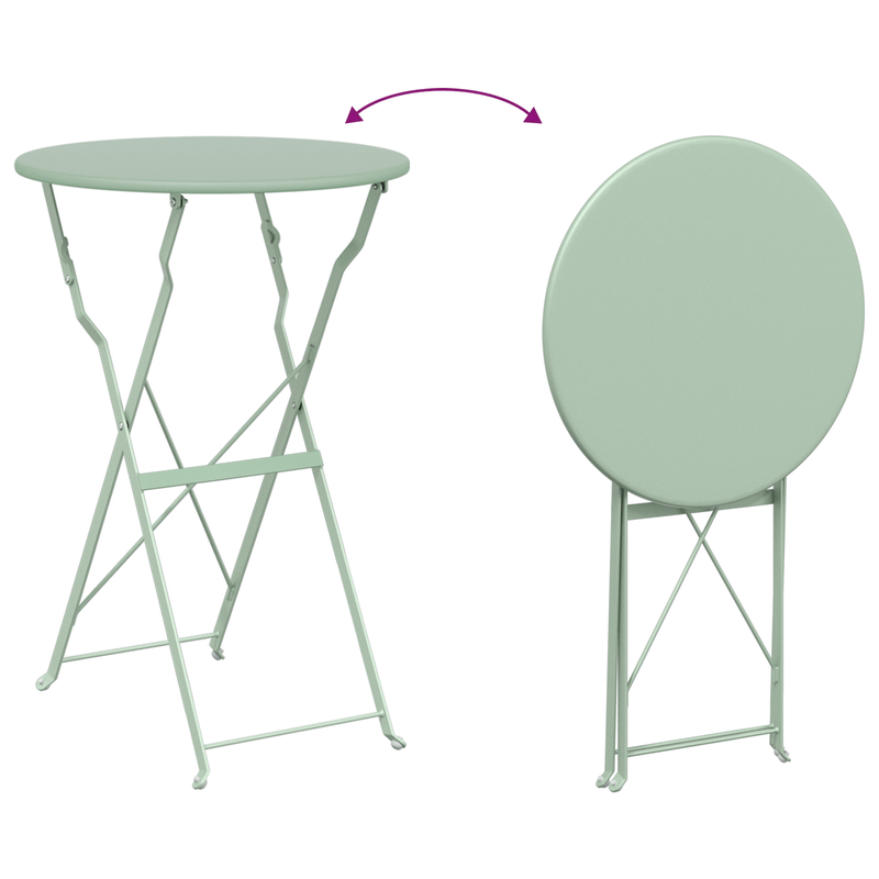 Casa si Gradina - Gradina si terasa - Mobilier exterior - Seturi mobila gradina - Set bistro pliabil, 3 piese, verde menta deschis, otel - Infinity.ro