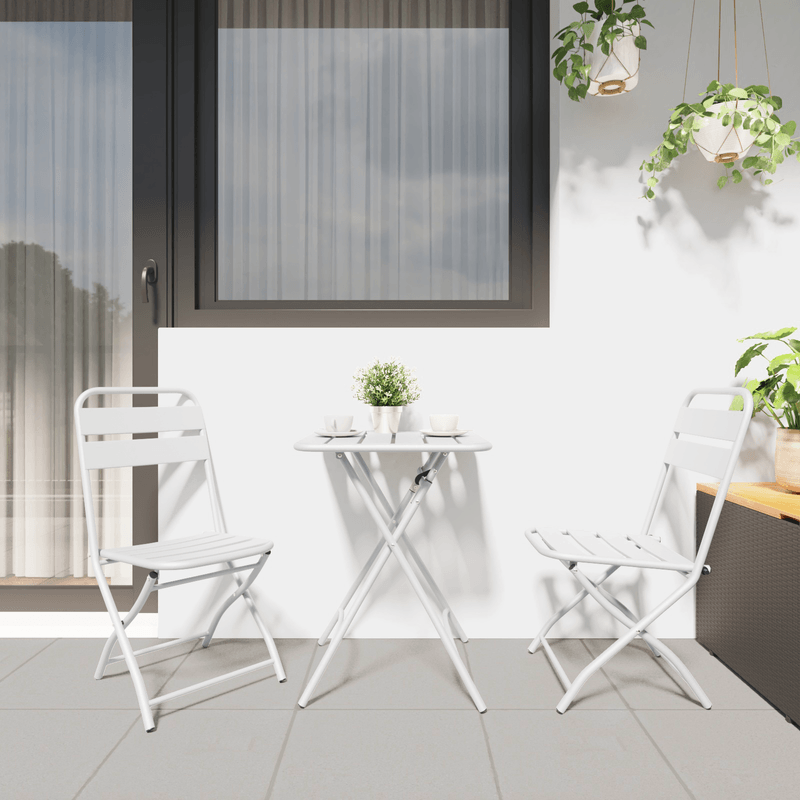 Casa si Gradina - Gradina si terasa - Mobilier exterior - Seturi mobila gradina - Set bistro pliabil, 3 piese, alb, otel - Infinity.ro