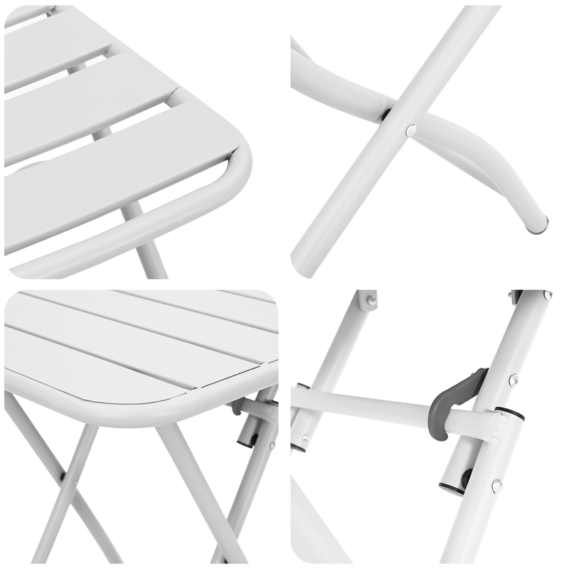 Casa si Gradina - Gradina si terasa - Mobilier exterior - Seturi mobila gradina - Set bistro pliabil, 3 piese, alb, otel - Infinity.ro