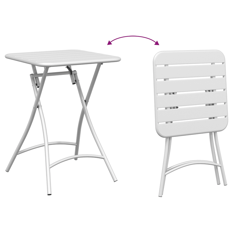 Casa si Gradina - Gradina si terasa - Mobilier exterior - Seturi mobila gradina - Set bistro pliabil, 3 piese, alb, otel - Infinity.ro