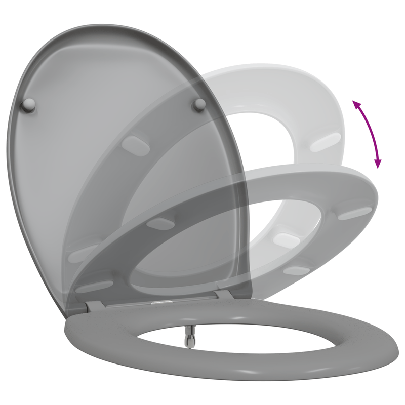 Casa si Gradina - Sanitare - Obiecte sanitare - Vase de toaleta - Capac WC cu eliberare rapida, inchidere lenta, gri, duroplast - Infinity.ro