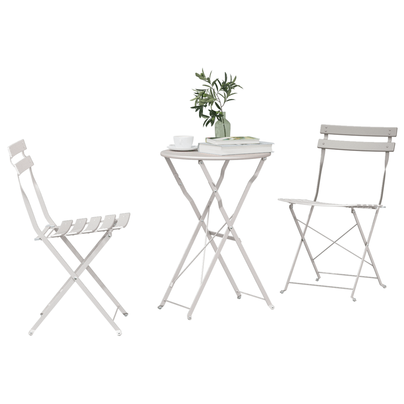 Casa si Gradina - Gradina si terasa - Mobilier exterior - Seturi mobila gradina - Set bistro pliabil, 3 piese, bej, otel - Infinity.ro