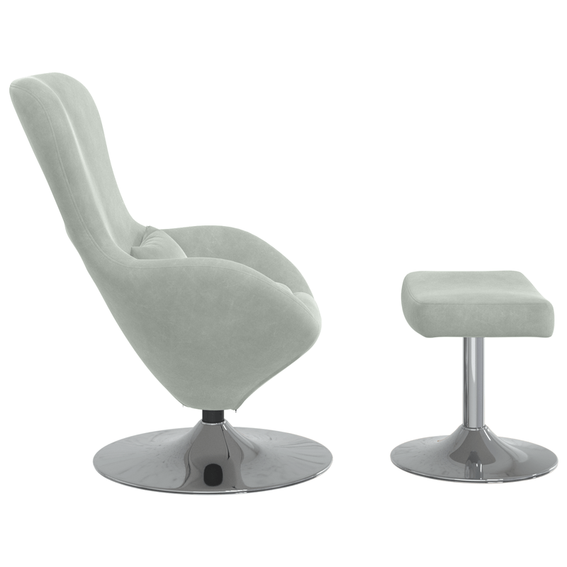 Casa si Gradina - Mobilier - Scaune si fotolii - Fotolii - fotoliul Egg  cu suport pentru picioare din catifea gri deschis - Infinity.ro