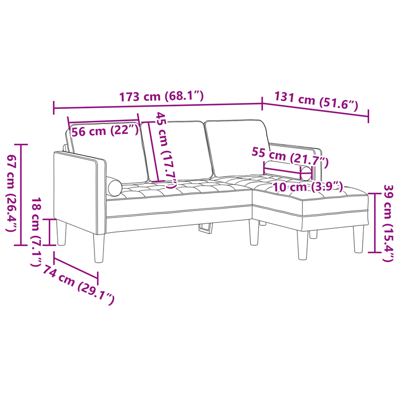 Casa si Gradina - Mobilier - Canapele si coltare - Canapele - Canapea forma L, 3 locuri, gri nor, 160 cm, textil - Infinity.ro