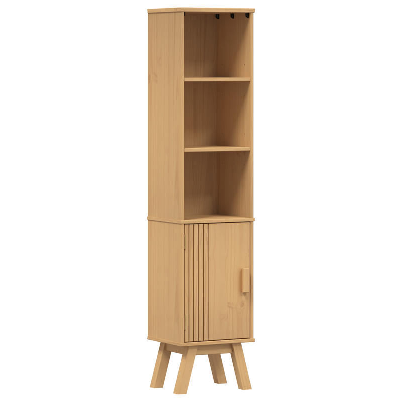 Casa si Gradina - Mobilier - Mobilier baie - Comode baie - Dulap de baie, maro, 35x30x159 cm, lemn masiv de pin - Infinity.ro