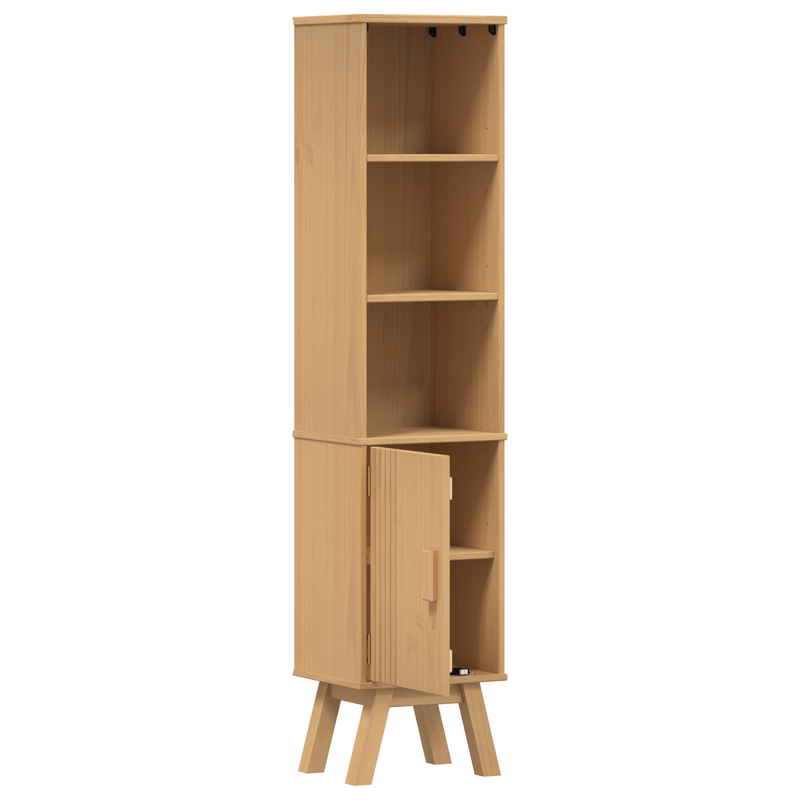Casa si Gradina - Mobilier - Mobilier baie - Comode baie - Dulap de baie, maro, 35x30x159 cm, lemn masiv de pin - Infinity.ro
